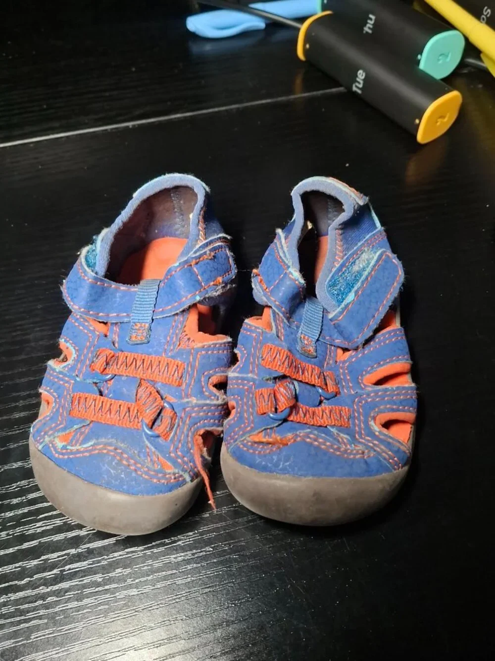Baby Boy Blue Orange Sandals Size3 Supportive Thick Sole Supportive WALKER Shoes